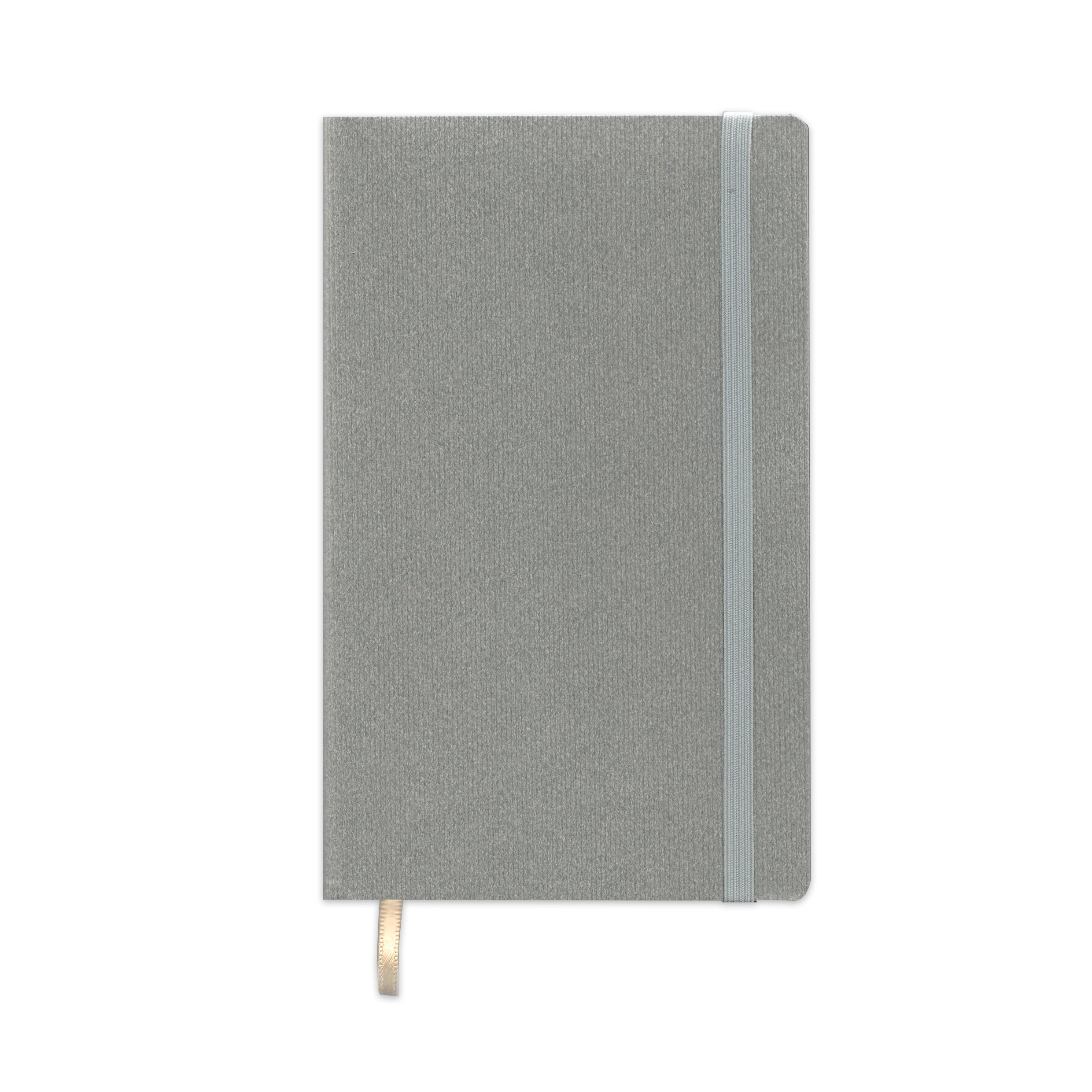 Записная книга V62 13х21 см CORDUROY FLEX серый тонир. бумага красный срез